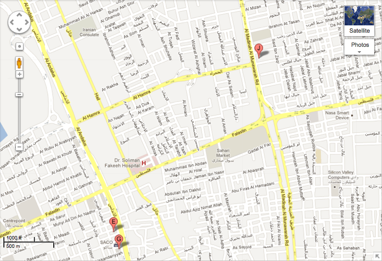 Map of the Al Hamra District, Jeddah, Kingdom of Saudi Arabia