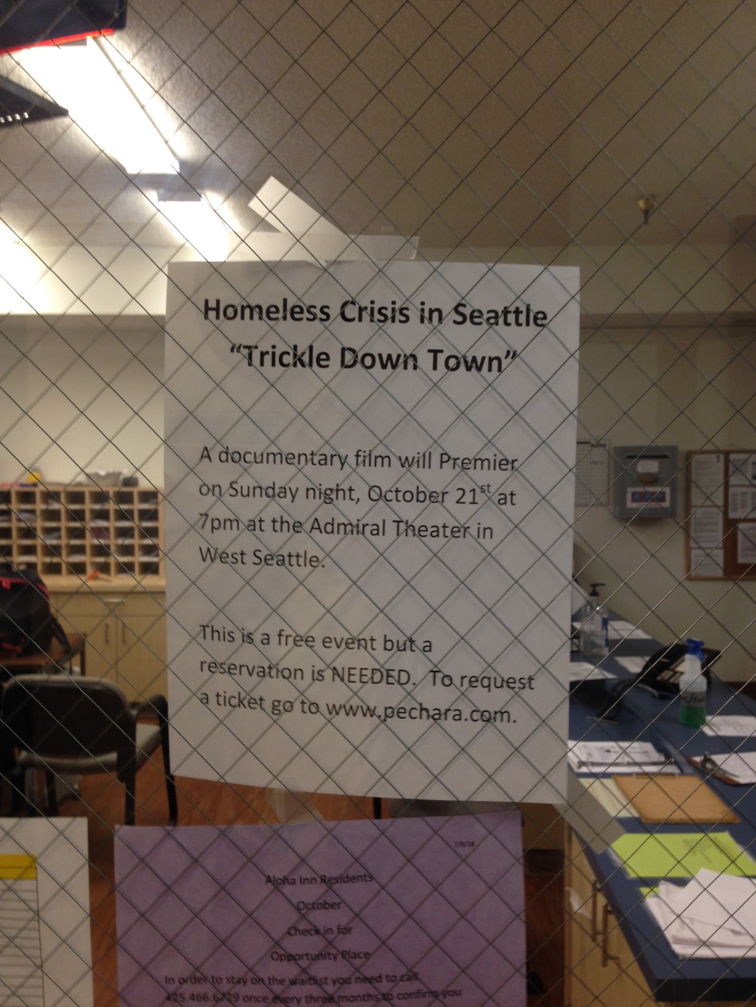 An invitation to a downtown Seattle, invitation-only documentary film entitled 'Trick Down Town'.