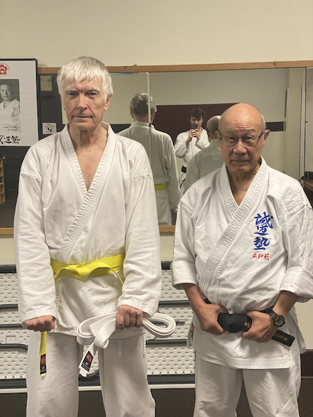 A self-portrait with Thomas Tanaka, my karate mentor, in October 2022
