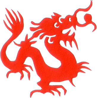 An artistic image of a red dragon.
